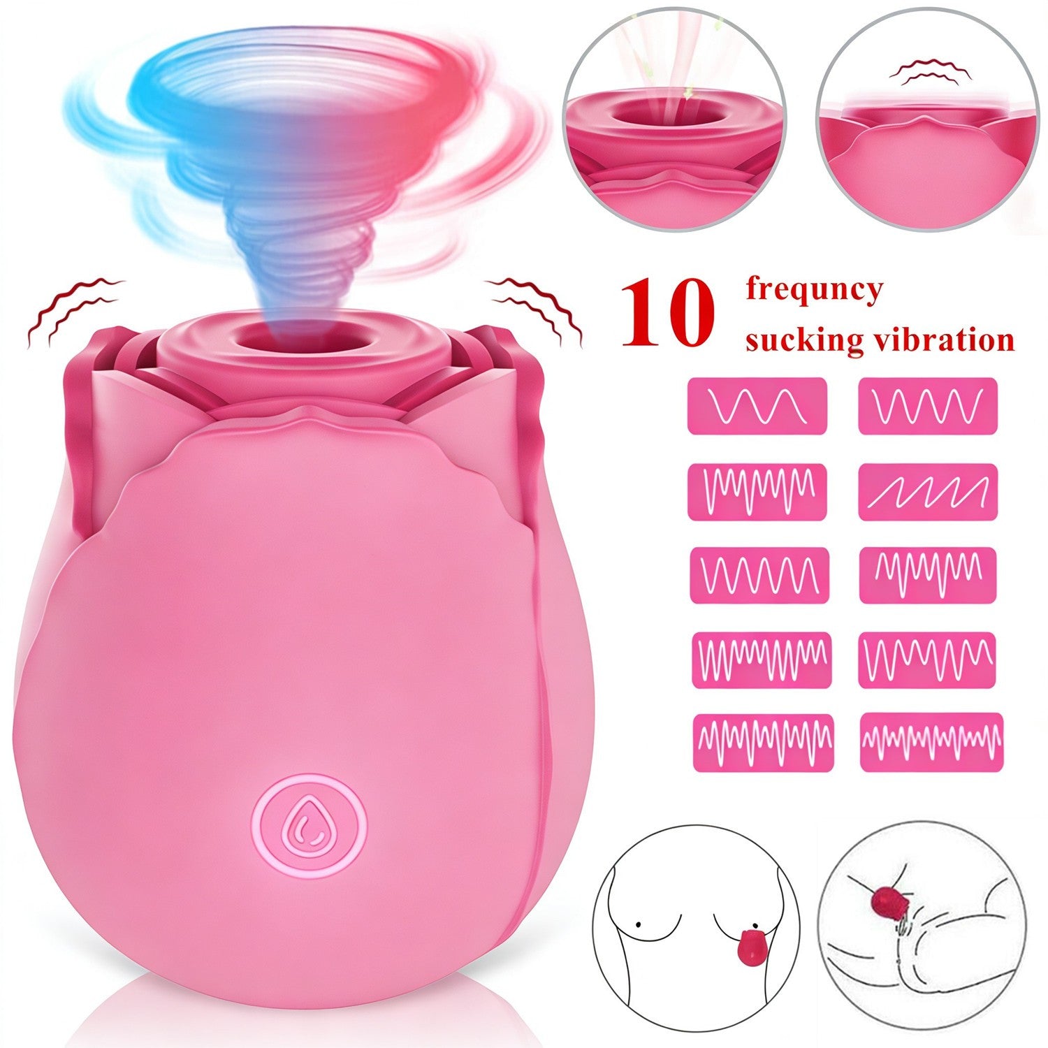 Rose Sucking Vibration Clit Sucker Dildo Women G-Spot Massager SexToy For Women USB Magnetic Charging